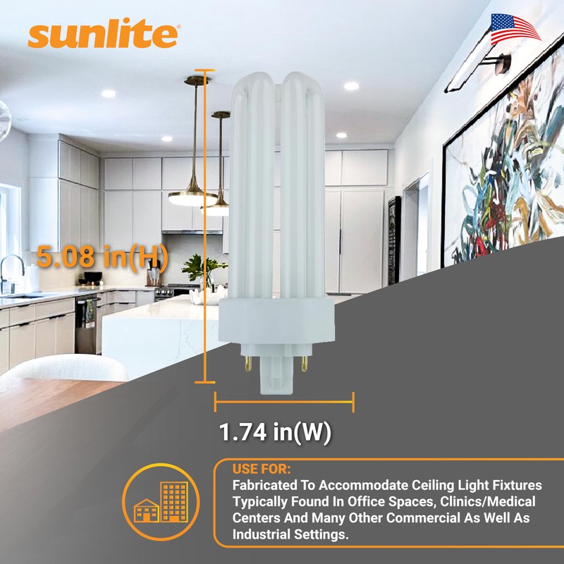 Sunlite PLT26/E/SP Compact Fluorescent Plug-in PLT 4-Pin Triple Tube, 26