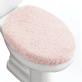 Baahrnom Microfiber Elongated Toilet Seat Cover 19.5"x 15" Machine Washable Solid Toilet Lid Cover Adjustable Rubber Backing Fits Most 18-19.5" L x 14-16" W Elongated Toilet Seat