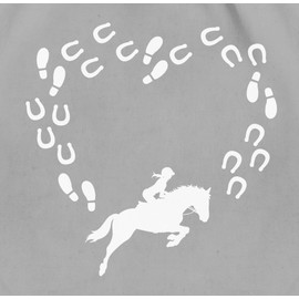 Shirtracer - Gym Bag Backpack - Horses - Bags - Rider and Horse Heart, 2 Light Grey