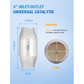 Nilight 4" Inlet/Outlet Catalytic Converter,4 inches Universal Cat for Dodge Ram 2500 3500 Ford F250 F350(EPA Standard)