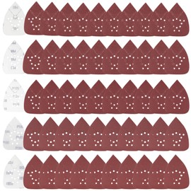 XIATIAN 50 Pcs Mouse Sanding Sheets, 12 Holes Hook and Loop Sander Pads, Sandpaper Assorted 60/80/120/180/220 Grit for Black and Decker Detail Palm Sander