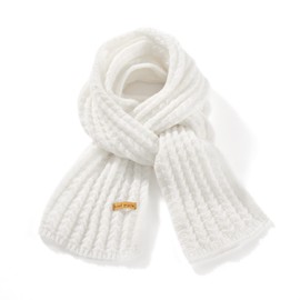 ORANZT Soft Pashmina Knit Scarf Solid Colour Neckwear Wraps for Women Men Kids - White