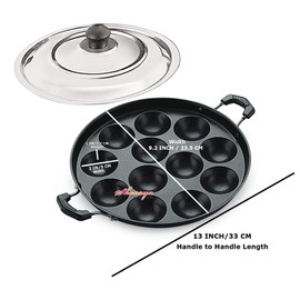 Shourya Trading Non Stick Appam Pan,Appam Maker,12 Pits Appam Maker, Nonstick Appam Pan,Appa Chetty Paniyaram Pan Patra,Tawa Non Stick
