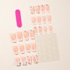 24Pcs French Tip Press on Nails Square Medium Flower Fake