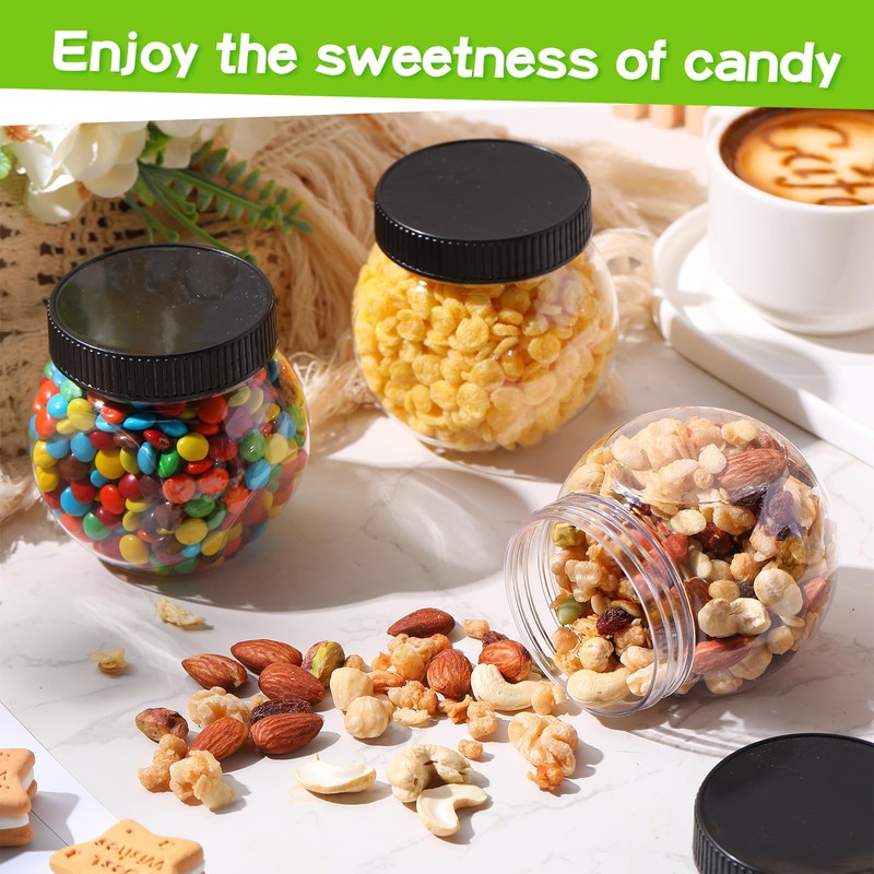 Tradder 24 Pcs Plastic Candy Jars with Lids 8.5 oz