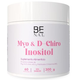 Be Nat Myo & D-chiro Inositol en Polvo | Relaci?n 40:1 | Con L-metilfolato (5-mthf) Y Fibregum? | Sin Sabor | Soluble al Instante | 300 G | 60 Porciones | Suplemento Alimenticio