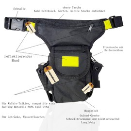 Lsgoodcare Black Tactical Double Walkie Talkie Case Army Combat Waist Leg Bag Adjustable Hiking Hunting Waist Packs Military Molle Camping Riding Drop Leg Bags