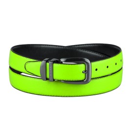 Concitor Reversible Wide Belt Neon GREEN Black Bonded Leather Pewter-Tone Bkl 36