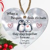 Heart-Shaped Penguin Love Plaque - "When a Penguin Finds Its