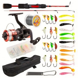 Topline Tackle Popular Durability Sensitivity Professional Fishing Rod With Great Price Flexible Ice Fishing Rod and Reel SetLength: 1.8 m, Color: Red