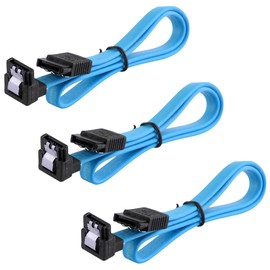 JacobsParts SATA Cable 3 Pack SATA III 6Gbps 90 Degree Right Angle with Locking Latch 18 Inches for HDD SSD - Blue