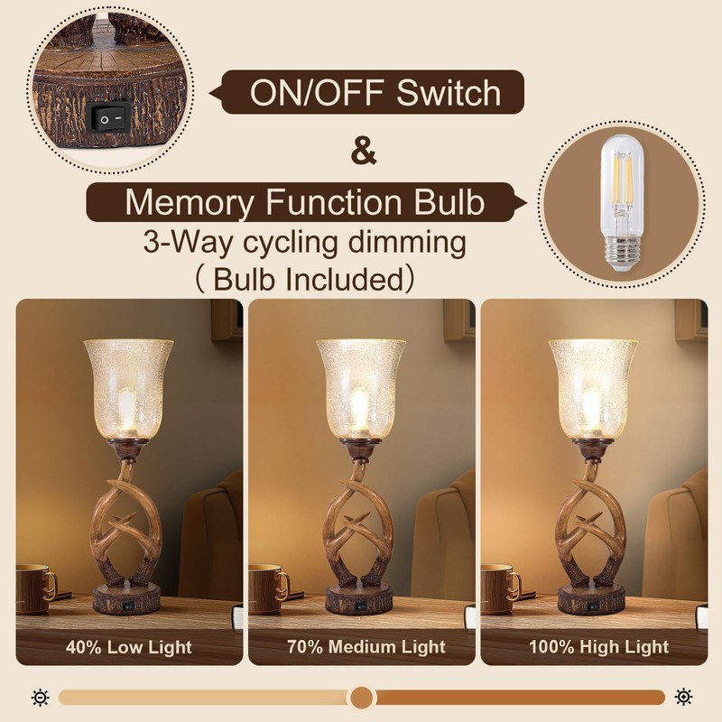 Scenekoy Antler Table Uplight Lamp for Living Room Bedroom, 20.5”