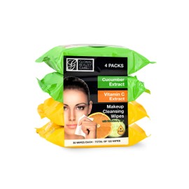 Global Beauty Care Makeup Cleansing Wipes 120 Count (4-Pack) (ASSORTED - 2PK x VITAMIN C | CUCUMBER)