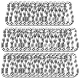 200PCS Spring Snap Hook Carabiner, 3/16" Galvanized Steel Snap Clip Hook, 2" Heavy Duty Quick Link Clip Keychain, 220LBS Holding Capacity Carabiner Clip for Camping Gym Outdoor, Door Leash & Harness