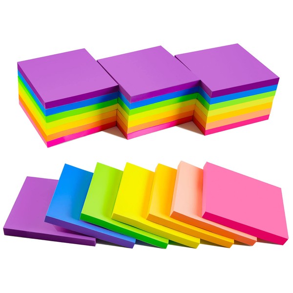 (28 Pack) Sticky Notes 76 x 76 mm, Bright Colorful
