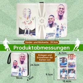 Oirigaga Football Cards Scrapbook, Football Trading Cards Album Folder with Zip Carry Handle 4 Pockets 50 Sleeves 400 Cards Collector Book Collection Book Sports Cards Book Folder