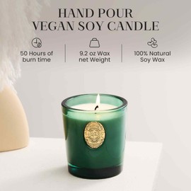 M&SENSE Natural Soy Candle | Eucalyptus Cedarwood& Emerald Green | 9.2 oz, 50H Burn Time | Luxury Scented Candle for Relaxation, Gifting, Home Décor | Ideal for Bedroom, Office, Party Ambiance