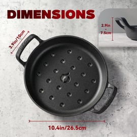 onlyfire Pre-Seasoned Cast Iron Skillet, Frying Pan with Nonstick Perforated Grill Surface and Dual Handles, 10 Inch Cast Iron Pan - Compatible With All Stovetops - Oven Safe & Rust Resistant