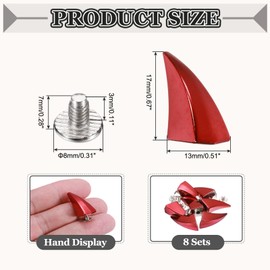 PATIKIL 17mm Spikes and Studs, 8 Sets Horn Rivets Screw Back Leather Crafting Dragon Claw Punk Style Rivet Kits for DIY Custom Craft Clothing Shoes Belts Bags Collars, Colorful Red