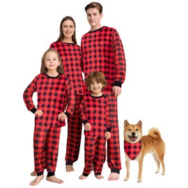 Umeyda Men's Long Sleeve Pajamas Sleepwear Family Christmas Pj Set Christmas Pajamas Set, Buffalo Plaid, L