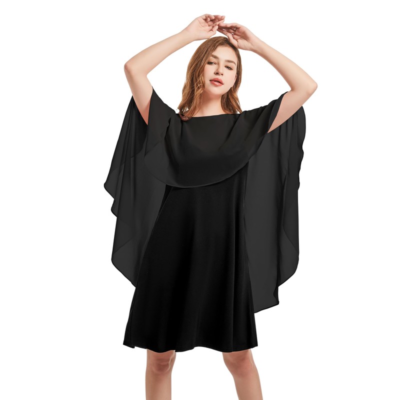 florynova Womens Chiffon Cape Shawls for Wedding Dresses Elegant Banquet