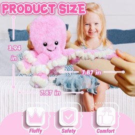 LoYuSenn 8" Pink Octopus Stuffed Animals for Girls, Soft Plush Toy, Party Favors for Kids, Cute Stuffed Sea Animal Plush Toy Octopus Plushies for Home Decor, Birthday Gifts, Ocean Themed Party Favors