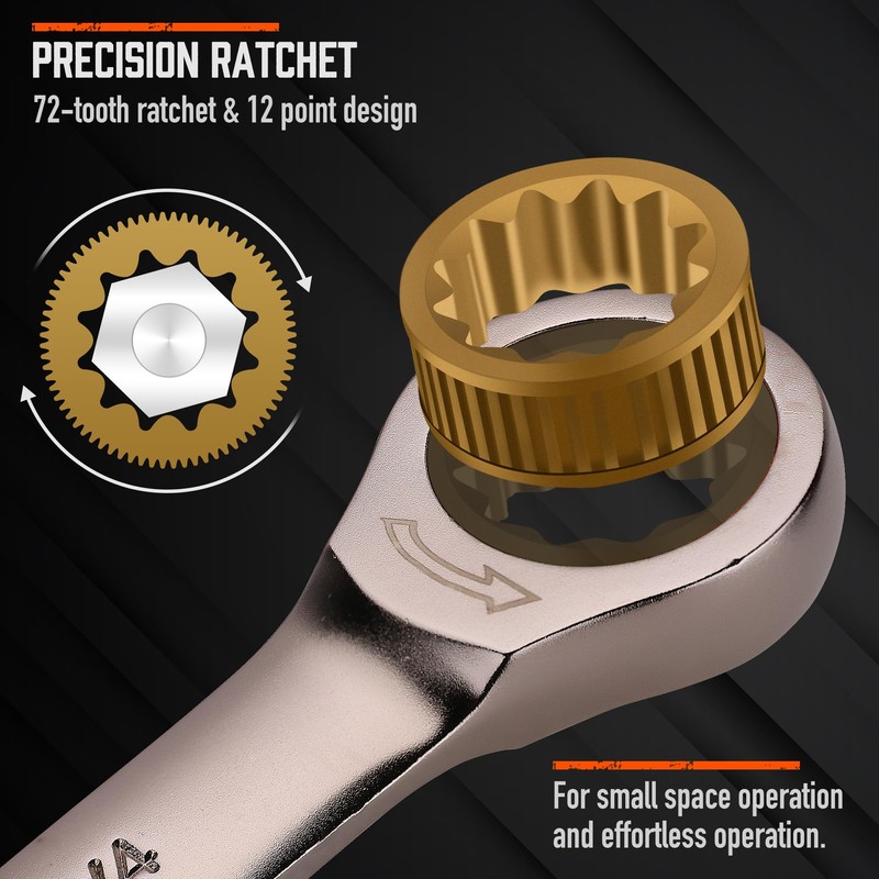 HORUSDY 12-Piece SAE Ratcheting Wrench Set | 1/4” to 7/8“