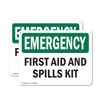 (2 Pack) First Aid And Spills Kit OSHA Emergency Sign