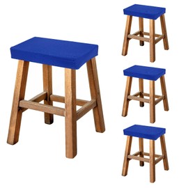 uxcell Bar Stool Cover Rectangle, Stretch Washable Saddle Counter Vanity Barstool Slipcover Seat Cushion Protector with Elastic Band for Wooden Metal Bench Chair(Lake Blue, 4Pcs)