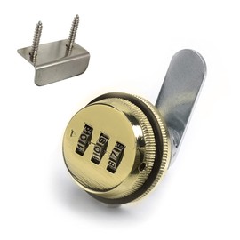 keeda Combination Cabinet Lock, Password Coded Lock 3/4” Cylinder, Password Cam Lock Zinc Alloy Security Locks for Important Files and Drawers Safety of Box Cabinet Drawer (Gold)