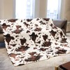 Flannel Fleece Cow Print Blanket Queen Size, Super Soft Cozy