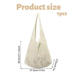 QhgPnt Crochet Bags for Women, White Beach Tote Bag, Summer Bags for Women, Small Beach Bag, Perfect for Beach Outings, Summer Vacations, and Bohemian Style Events