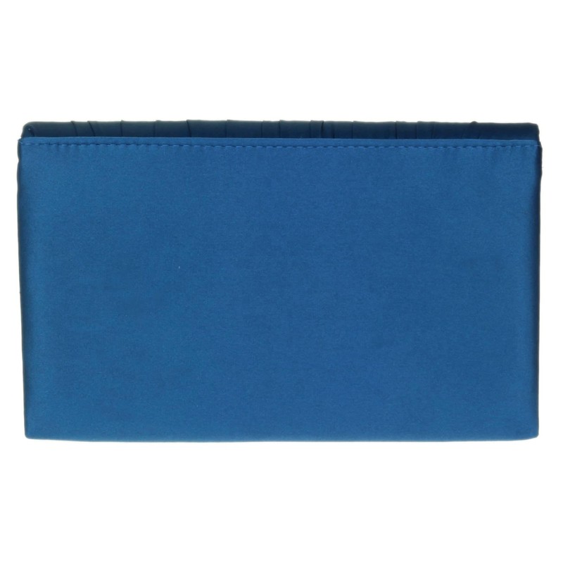 Girly Handbags Womens Satin Pleated Clutch Bag (Denim)