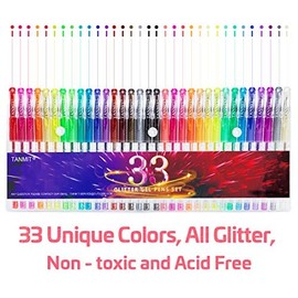 TANMIT :15.02}]} Tanmit Glitter Gel Pens, 33 Colors Neon Glitter Pens Set Gel
