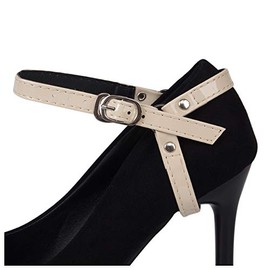 Florawang Detachable Shoe Strap Belt Band for Holding Loose high Heels Pumps (Patent Off White)