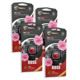 TrexNYC Car Air Fresheners Vent Clips, Essential Car Odor Eliminator, Perfect Scented Car Accessories, For Long Lasting Fragrance up to 30 days, 0.07 FL.OZ (Rose, 4 Packs)