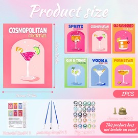 shallyong Pack of 6 Paint by Numbers Adults, Paint by Numbers, Paint by Numbers Cocktail, with Brushes and Acrylic Paints, DIY Hand-Painted Oil Painting Kit for Home Decor, Without Frame (20 x 30 cm)