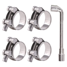 Glarks 4Pcs 36-39mm T-Bolt Hose Clamps 304 Stainless Steel Heavy Duty Ear Clamp Tube Clamp Adjustable Pipe Clamps for 1.4''-1.5'' Dia Range Hose (36-39MM)