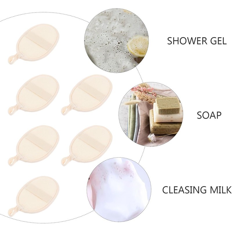 6 Piezas Estropajo de Baño Corporal de Lufa y Nylon,