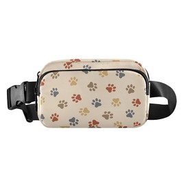 Bauchtasche für Herren und Damen, bunte Hundepfoten-Druck, Gürteltasche für Hundespaziergänge, Laufen, Radfahren, Wandern, Reisen, Workout mit verstellbarem Riemen, A80, Packtasche
