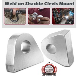 Weld on Shackle Clevis Mounts, for Most Vehicles Bumper Towing, 1-inch Thickness Heavy Duty Steel (Set of 2)