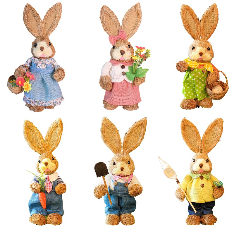 Children DIY Straw Bunny Set Parent Child Straw Rabbit Handmade