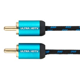 Ultra HDTV Premium Cinch Cable 5 Metres 1x RCA Male to 1x RCA RCA Male, Kink Protection Nylon Sheathing, Full Metal Plug and Gold-Plated Contacts