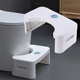 Folding Toilet Stool, Potty Step Stool with Fragrance Position, Bathroom, Foldable Poop Stool Poop Stool | Bathroom Accessories for All Ages | Sitting Posture Foot Stool,White (White)