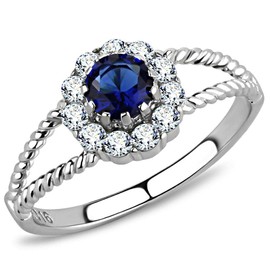 YourJewelleryBox solitaire accents sapphire blue simulated diamond Engagement womens ring M TK3427