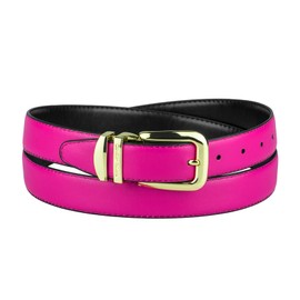 Concitor Reversible Belt Neon HOT PINK Black Bonded Leather Gold-Tone Buckle 34