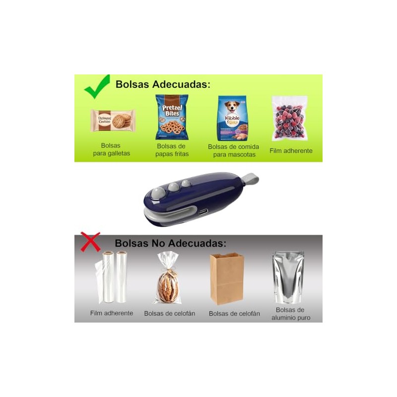 2pcs Selladora De Bolsas Plásticas, Prueba Humedad Alimentos y Artículosz