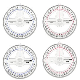 4 Pieces 360 Degree Angle Finder with Swivel Arm for Primary School Students Transparent Plastic Full Circle Protractor