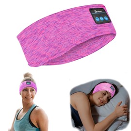 SANNWEEN Wireless Sleep Headphones for Women - Bluetooth Headband for Side Sleepers with Adjustable Headband (Rose Red)