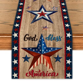 4th of July Table Runner Fourth of July Table Cover USA Red White and Blue Patriotic Decor Memorial Day Independence Day Decorations for Home Party